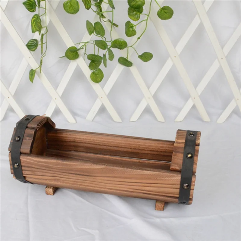 ABLU-Pots de fleurs en bois, décoration de mariage, boîtes de fleurs en bois antiseptique carbonisé, plantes succulentes de balcon, Pots de fleurs en bois