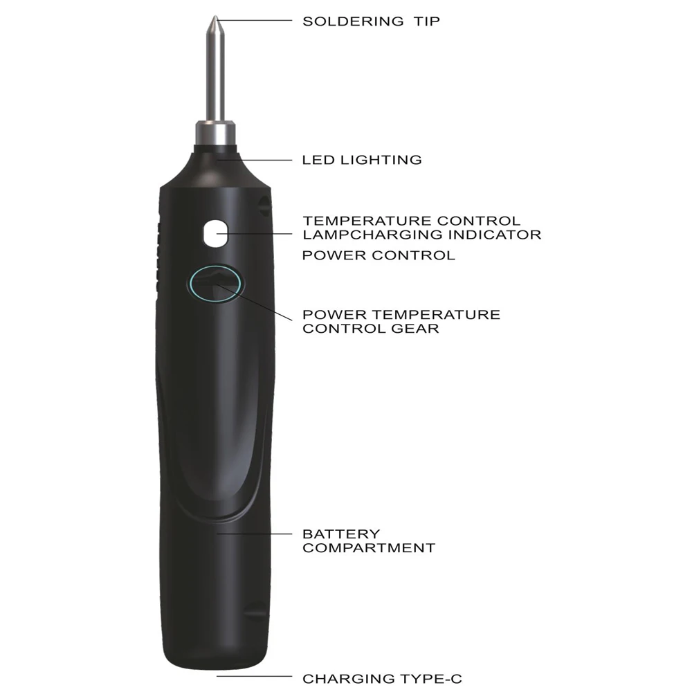 Ferro de solda recarregável sem fio, ferramenta de solda eletrônica, controle de temperatura de 3 velocidades, bateria removível, 8W
