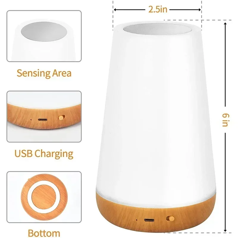Luz RGB 13 colores que cambian de noche Control remoto táctil lámpara regulable lámparas de mesa portátiles de noche lám