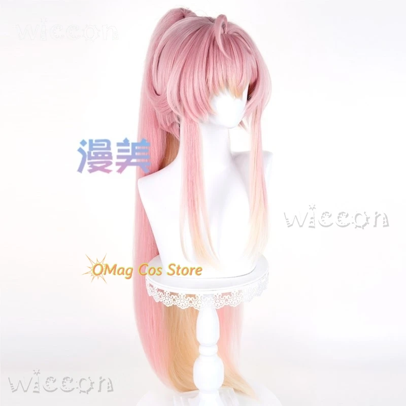 Adults costume Wuthering Waves Aemeath Women Cosplay Wig Props Kawaii Pink Split Tiger Clip Ponytail 90cm Halloween carnival Clo view 5