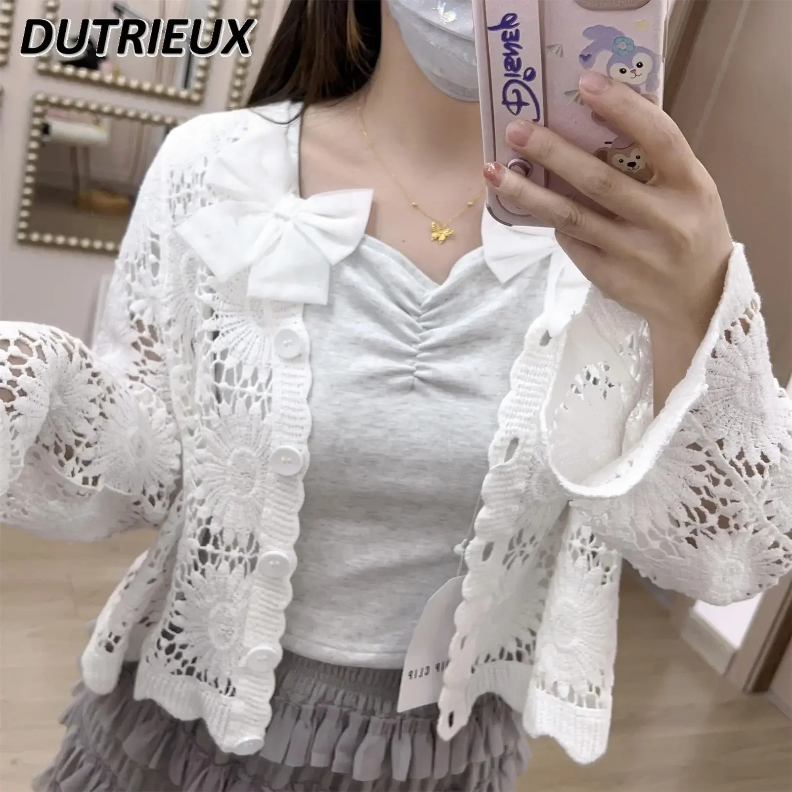 

Spring Autumn Women Loose Knitted Cardigan Solid Color Heavy Industry Knitting Sweater Solid Color Japanese Style Sweater Jacket