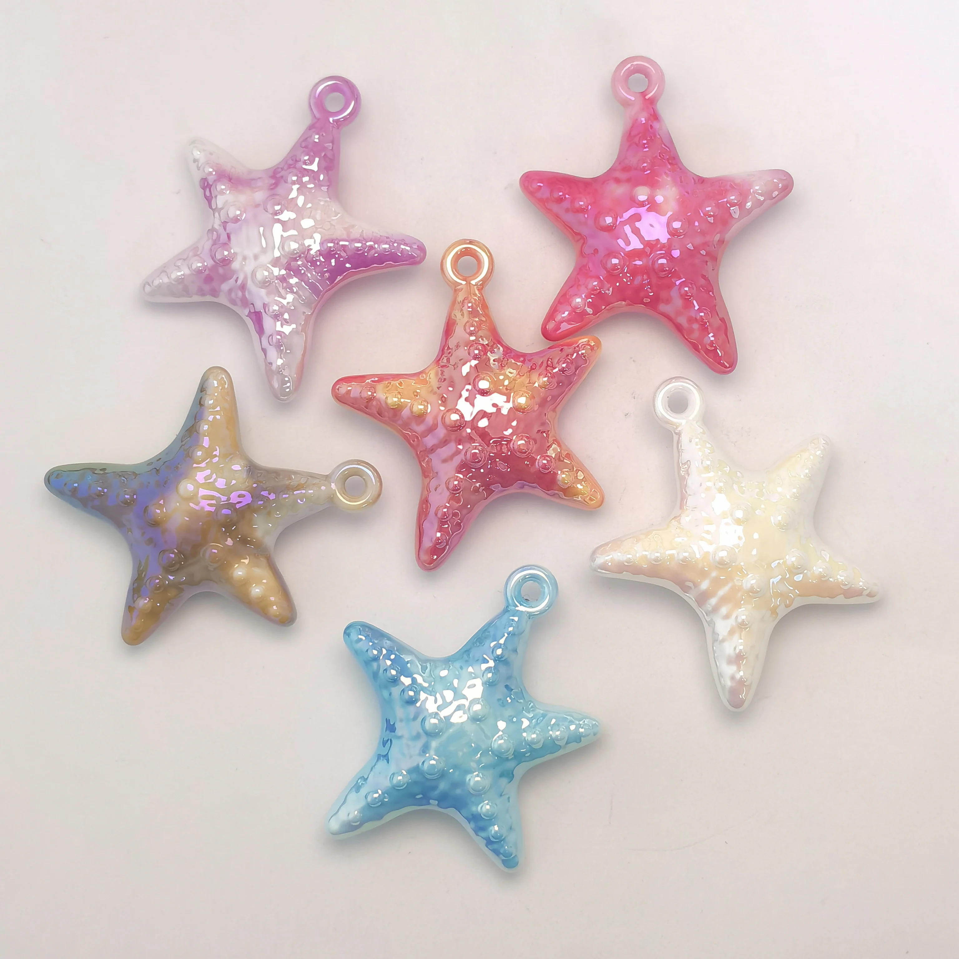 Aurora Effect Acrylic DIY Beads Starfish Charms Jewelry Findings Components Acrylic Pendant
