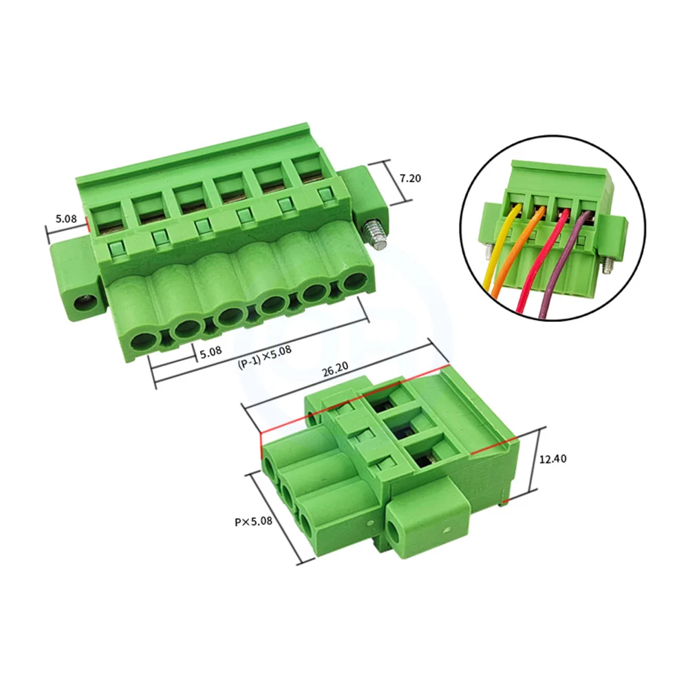 10 Pcs KF 5.0/5.08mm Vertical Plug-in Terminal Block With Ear Flange Fixed Side 2EDGKBM 15EDGKBM 2-24Pin