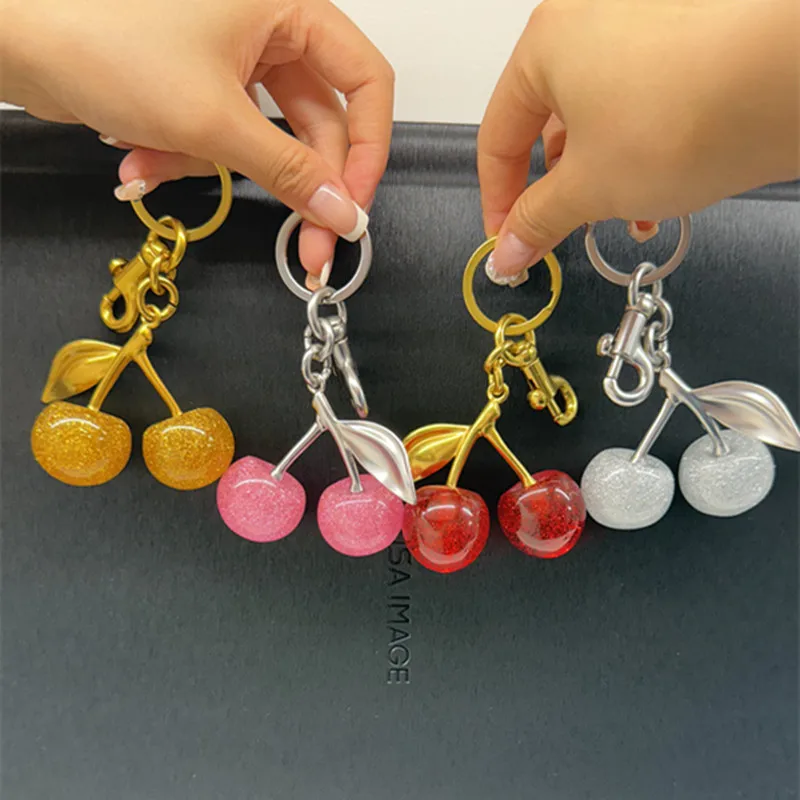 

Fashion Cherry Keychain Summer Fruits Cherries Pendant For Coach Handbag Shoulder Bag Women Jewelry Bag Accessories Gift