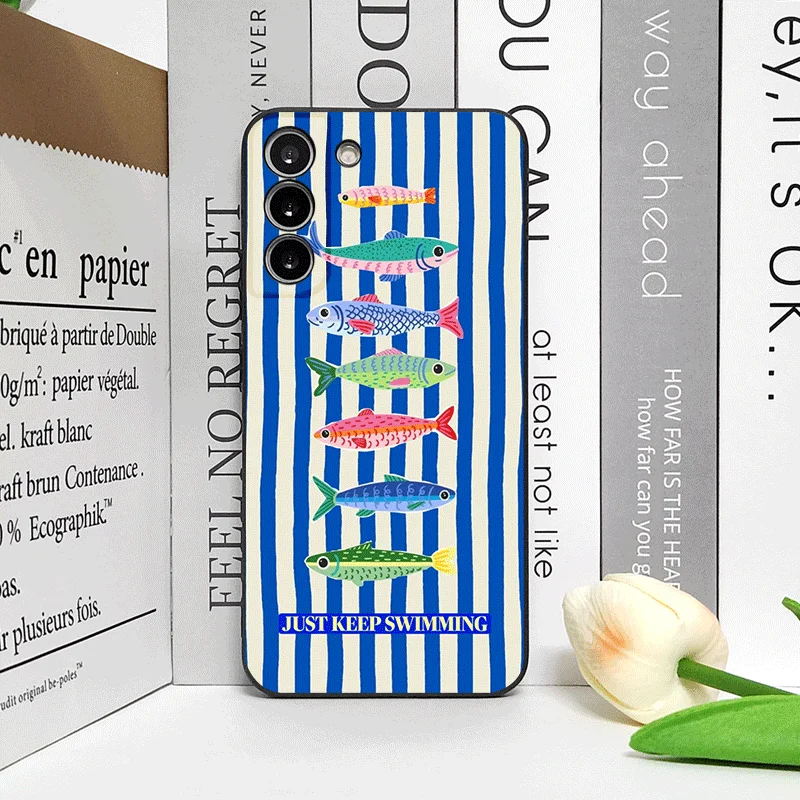 Afbeelding 4: Schattige gestreepte patroon sardines kleurige vis grappige telefoonhoes voor OPPO Reno 13 12 F 11 10 Pro Plus Find X8 X5 X3 Lite A58 zachte hoes