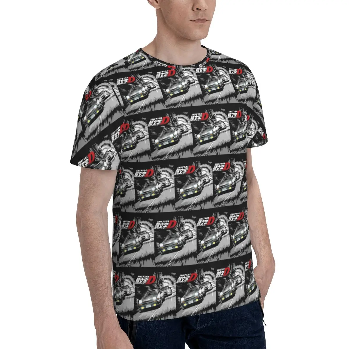 Initial D - Mountain Drift Racing AE86 T-Shirt for Men Cotton T Shirts Men's Short Sleeve O-Neck Summer Clothes Tops