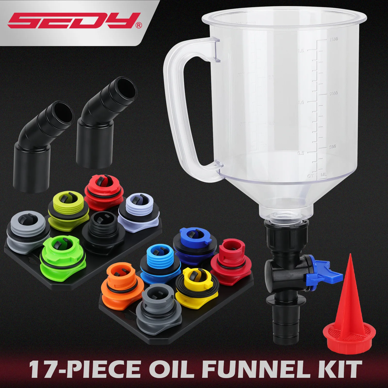 Multifunctional Vehicle Special Funnel 18PC Oil Diesel Antifreeze Filling Funnel, Auto Repair Tool view 2