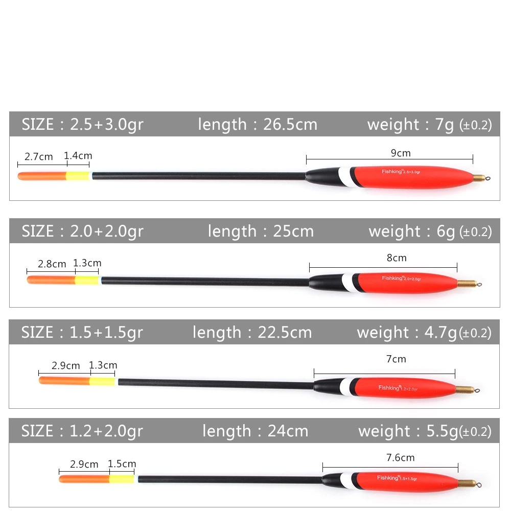 FISH KING 5 stili Barguzinsky Fir Bobber galleggiante da pesca dimensioni miste 20cm-26.5cm rame Ocean Rock boa per attrezzatura da pesca alla carpa