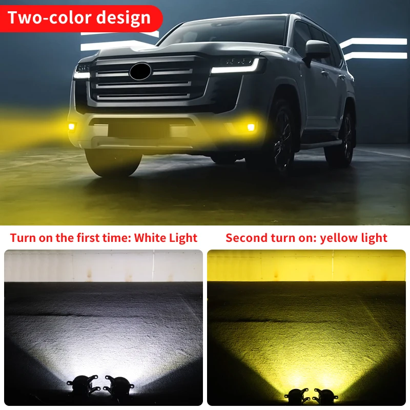For 2021-2025 Toyota Land Cruiser 300 LC300 Brightness Two-Color Fog Lamp Yellow/White Switchable Waterproof Modification Parts