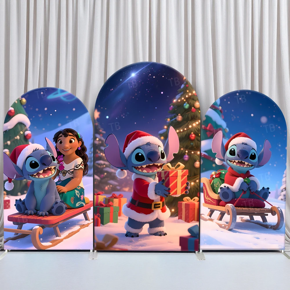 

TB Christmas Stitch Theme Arch Backdrop Cover for Kids Birthday Baby Shower Photo Background Party Decor Props Elastic Fabric