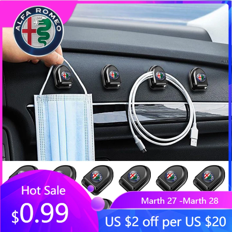 

For Alfa Romeo 1/2/4pcs Car Styling Self Adhesive Mini Storage Hooks Accessories For Alfa Romeo Giulietta GT 159 147 156 Mito Br