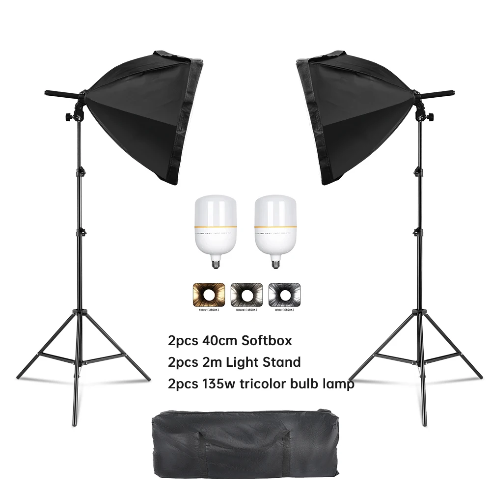 40cm SoftBox Tripod E27 Photographic Bulbs Continuous Light System for Photo studio Professional Photography Softbox Lighting