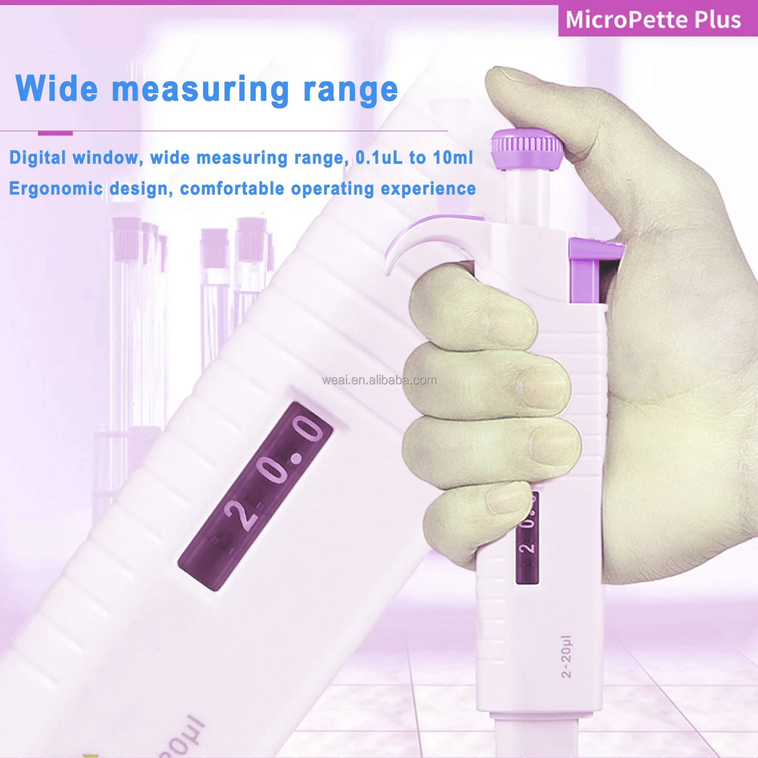 WEIAI Multichannel MicroPipette 8/12 Channel Pipeta MicroPette Plus Fully Autoclavable Adjustable Volume Mechanical Lab Pipette