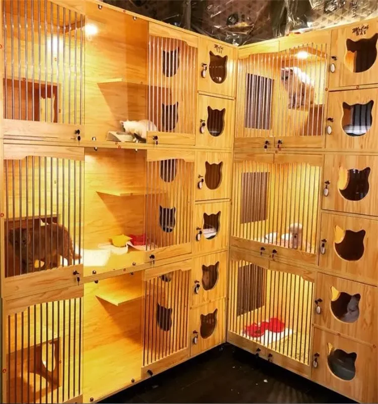 Factory manufacturer hot selling pet cages&houses multi function cat cage large pet furniture solid wood cat villa