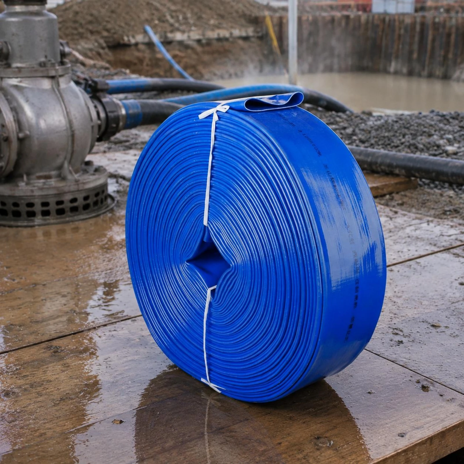 Flat Hose Woven-Looking Lay-Flat Hose Yard Watering Coiled Roll Garden Supply Tied view 5
