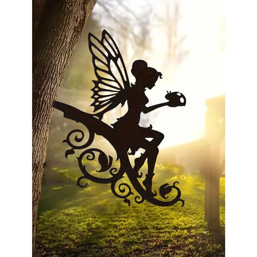 Metal Tree Stakes for Garden, Black Plant Stakes, Outdoor Yard Art Decor, Rust Proof Iron Pins