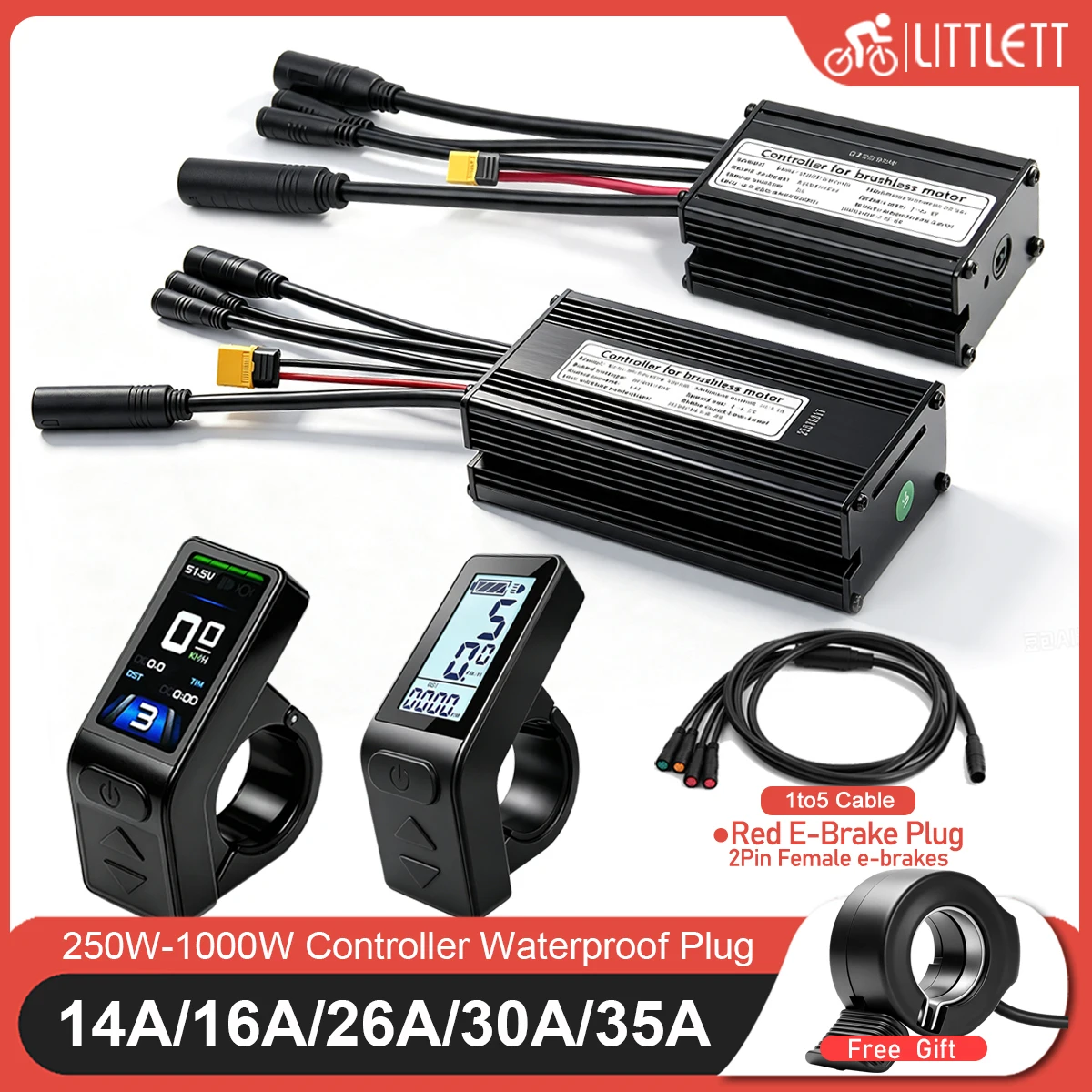 ebike-kt-sinewave-controller-36v48v-waterproof-brushless-250w-1500w-1t5-2pin-female-with-light-function-for-electric-bike-kit