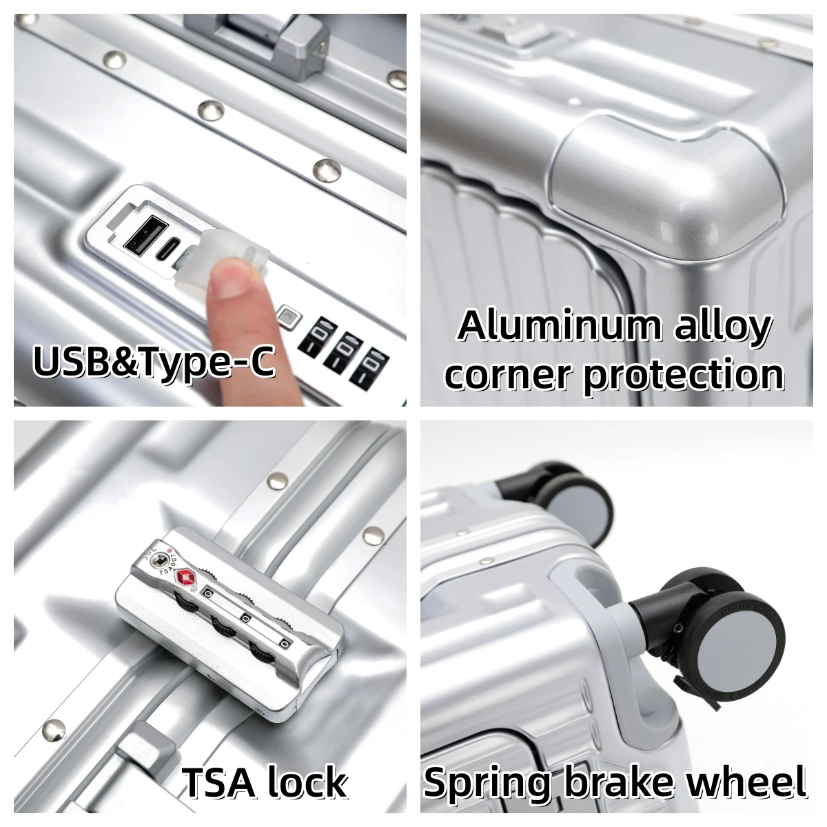 Afbeelding 6: Koffer met laptopvak, voorzijde open, harde schaal van PC-materiaal met aluminium frame, TSA-slot, 20/24/26 inch, rolkoffer, zakelijk