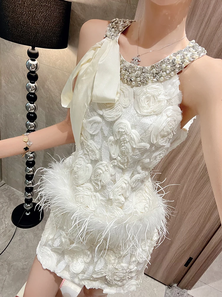 

Новый летний комплект для похудения с высокой талией и меховой отделкой, вышитые алмазными бусинами Faion для женщин, повседневный комплект Princ Sle...