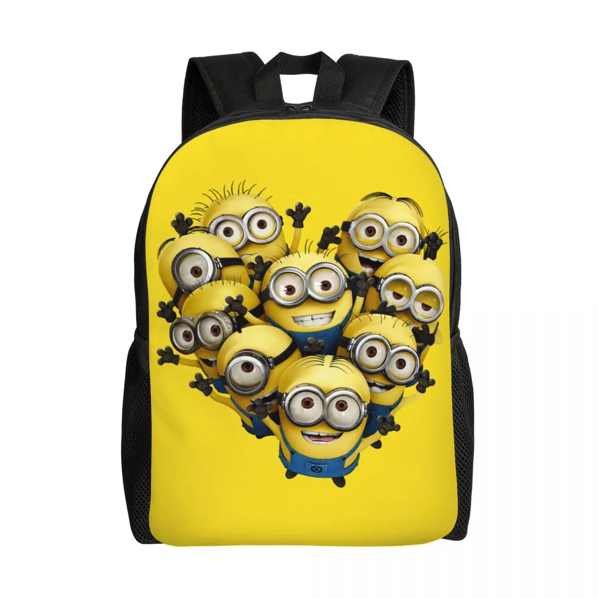 Niestandardowe miniony Cartoon Heart plecaki dla mężczyzn kobiety szkoła student Bookbag pasuje do 15-calowych toreb na laptopa