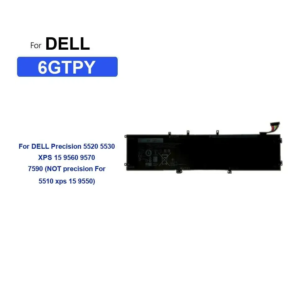 

Высококачественный аккумулятор для ноутбука DELL Precision 5520 5530 XPS 15 9560 9570 7590 (НЕ точность для 5510 xps 15 9550) 6GTPY