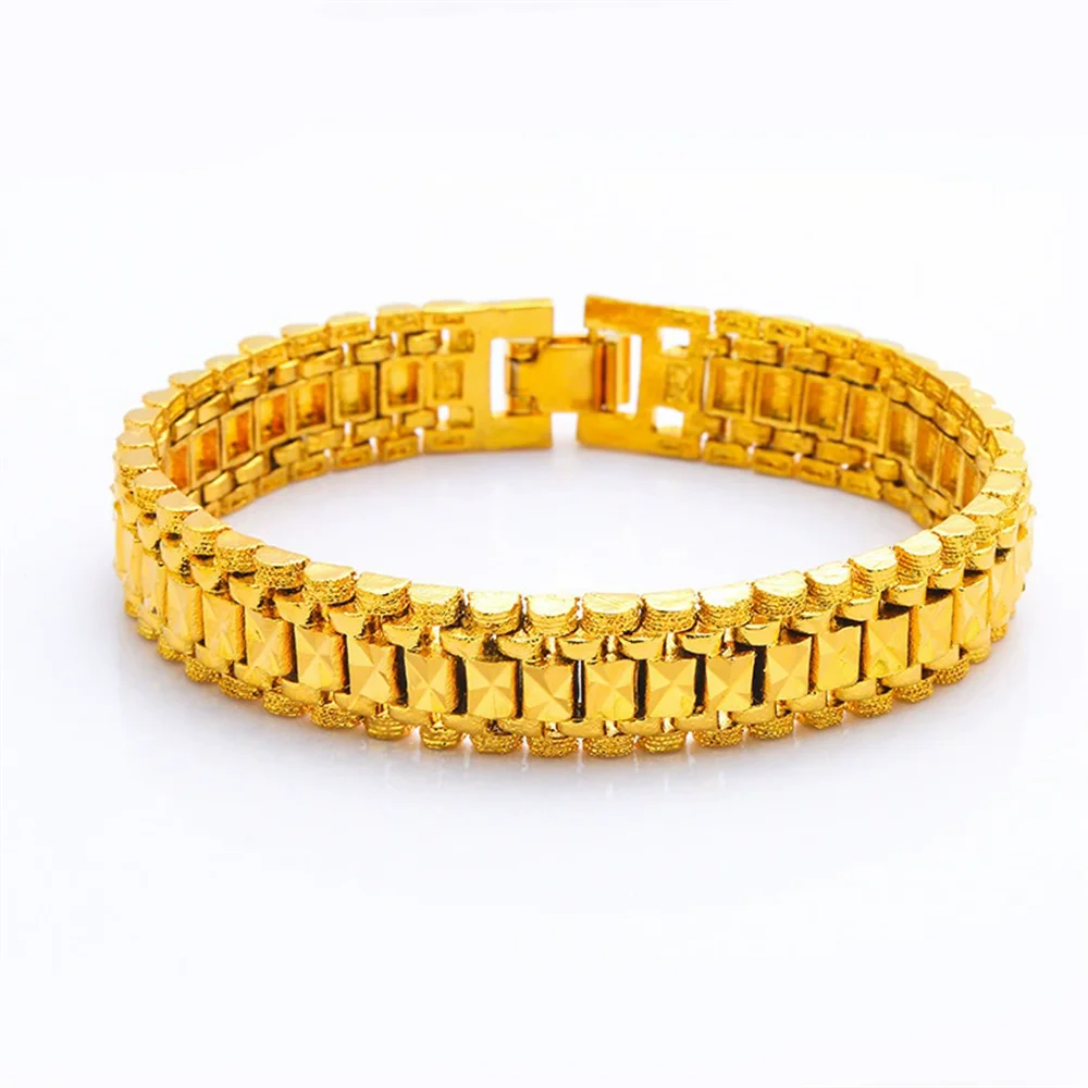 Klassische männer Armband Großhandel 12 MM Trendy Männlich Gold Farbe Chunky Hand Kette Link Armband für Männer Frauen Schmuck pulseira 2025