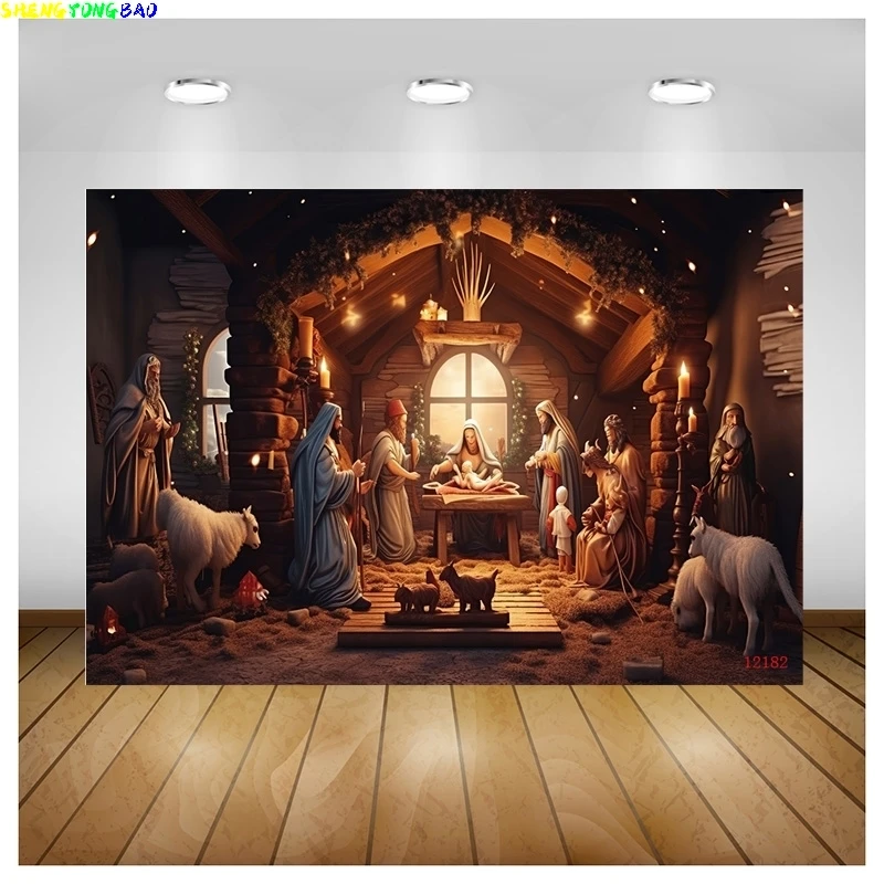 Vinyl Custom Christmas Day Fireplace Photography Backdrops Gift Box Chimneys Snowflake Window Indoor Studio Background WW-34