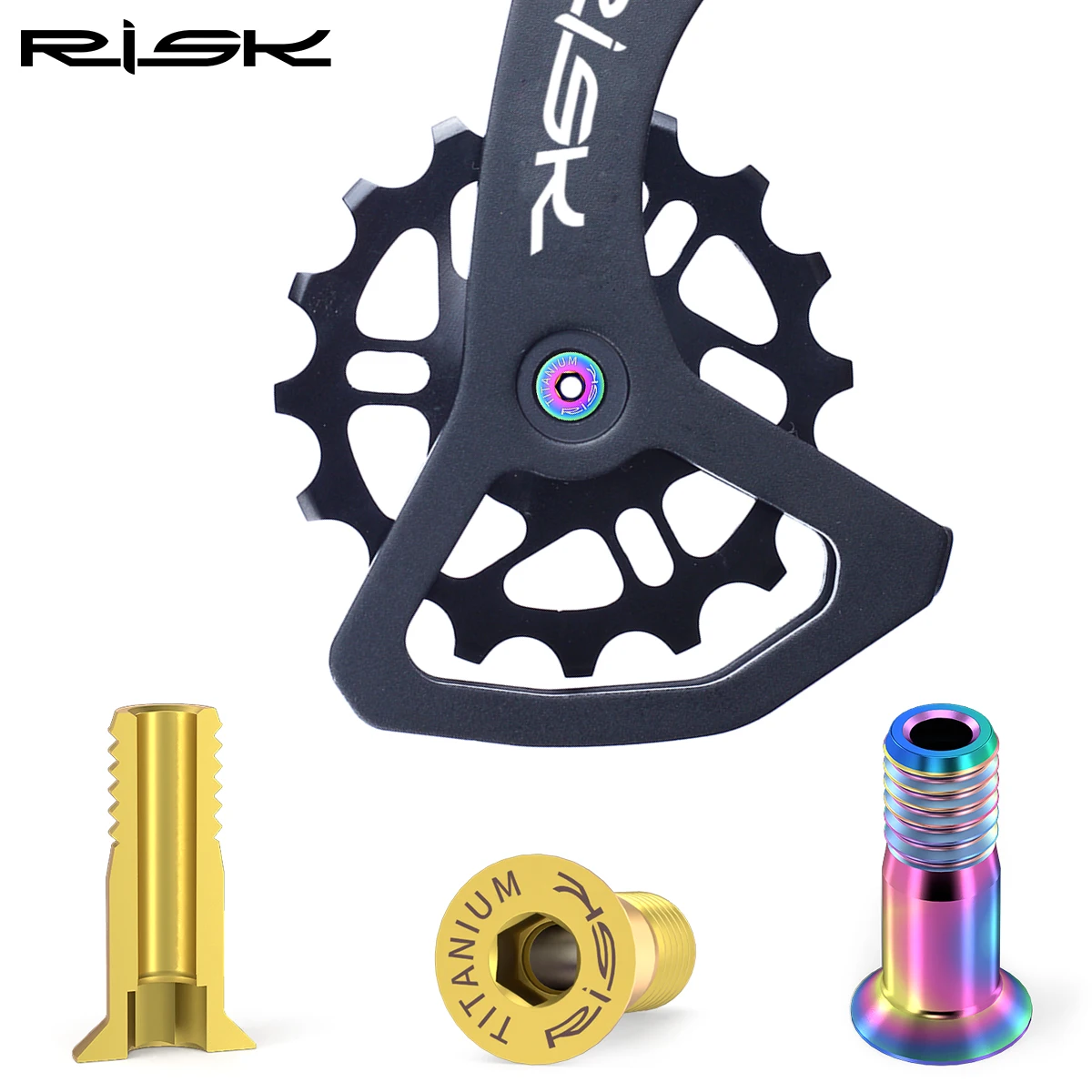 RISK 2pcs/box Road Mountain Bike Bicycle M5*14.2mm Shift Rear Derailleur Pulley Jockey Wheel Fixing Bolts Screws Titanium Alloy