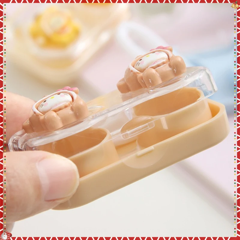 Hello Kitty Cinnamoroll My Melody Kuromi Kotak Lensa Kontak Karakter Anime Kotak Lensa Lucu Bebas Putar Kotak Perawatan Kompak Portabel