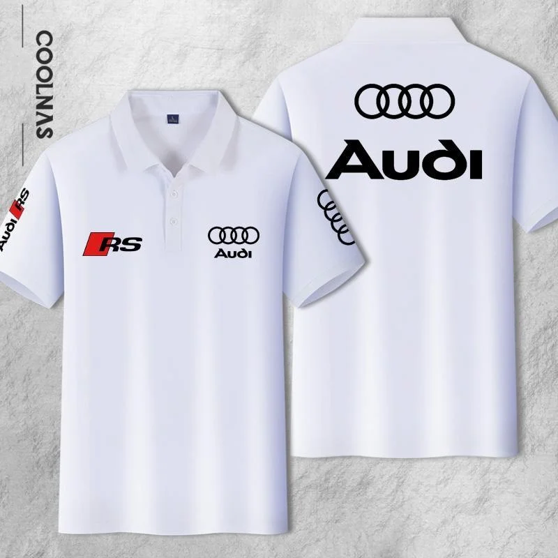 

2025 New Audi RS Performance Car Short Sleeve T-shirt Men's Half Sleeve workwear Top Collar Polo Shirt