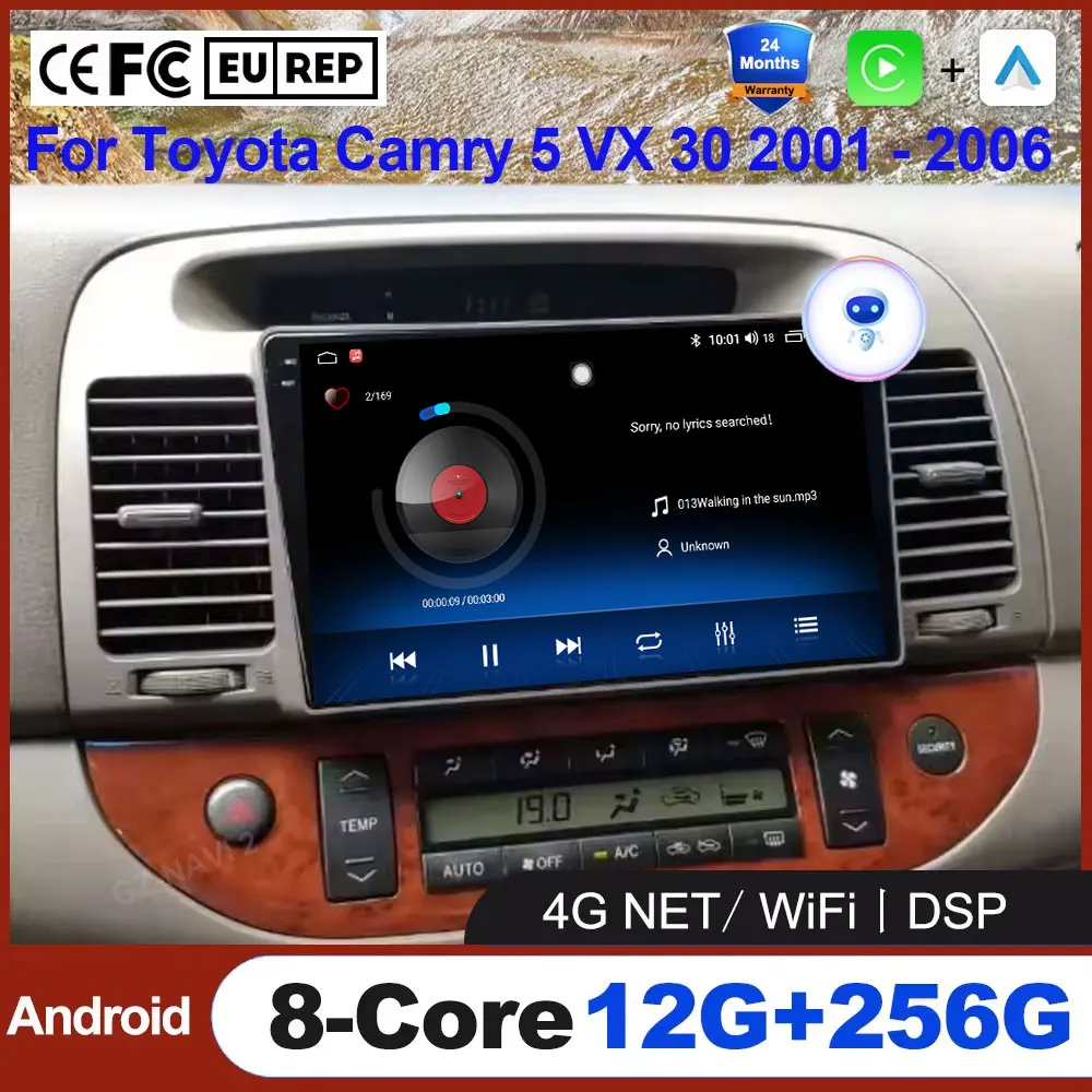 

Car Multimedia Video For Toyota Camry 5 VX 30 2001 - 2006 acesssories Stereo Wireless CarPlay Auto GPS Bluetooth DSP Wifi 4G LTE