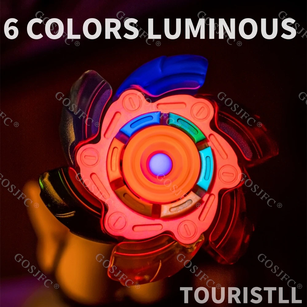 TOURISTLL 6 Colors Luminous Fidget Spinner Open Nail Gyro Fidget Toys For Adults Novelty Toy Office Desk Accessories