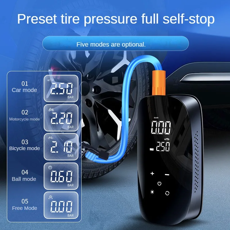 Wireless Car Inflation Pump Portable Handheld Dual Digital Display Touch Screen Air Pump Pneumatic 12v Car Wheels Compressor