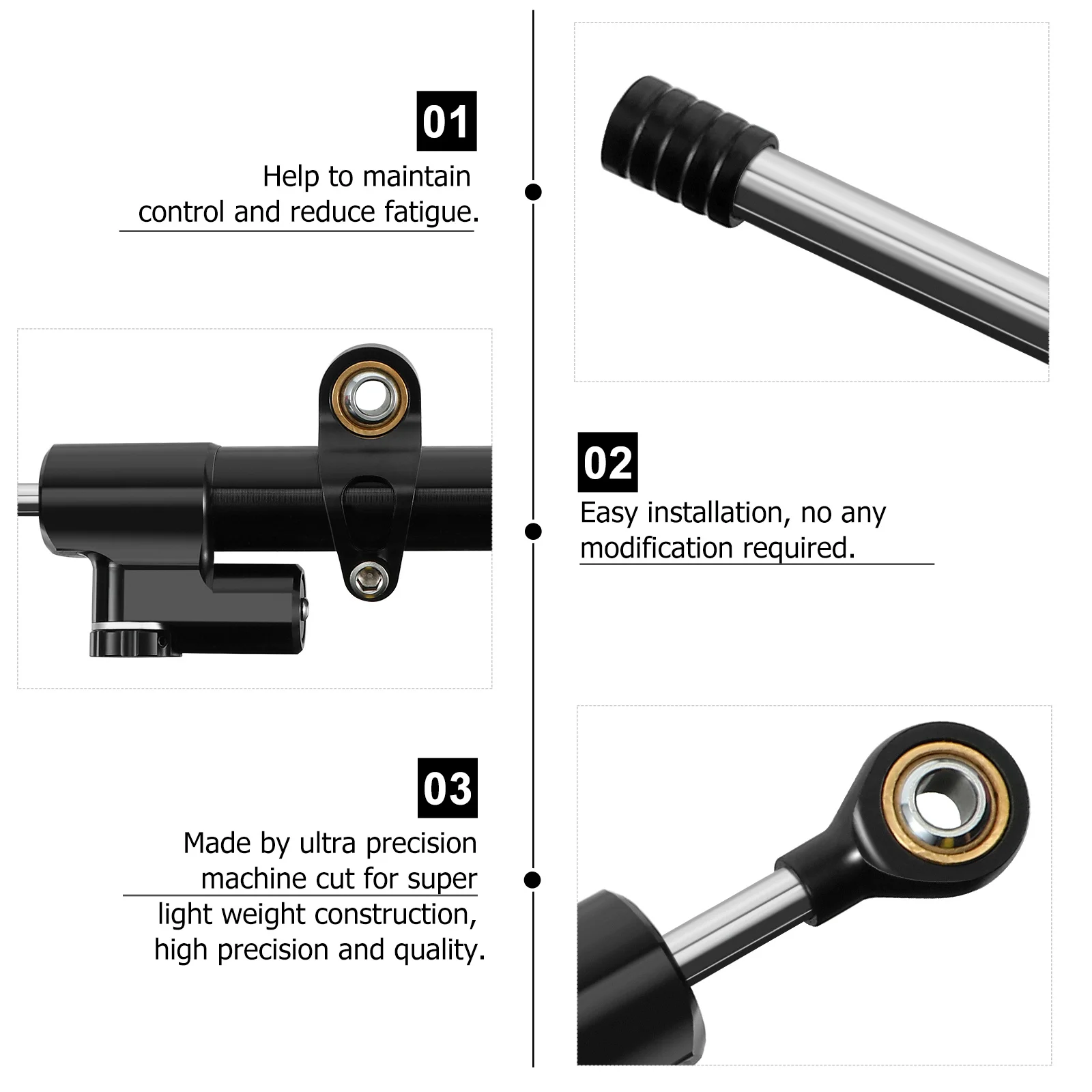 

1pc Motorcycle Steering Damper Stabilizer Aluminum Alloy Speed-Sensitive Damping System Universal Fitment Lightweight Precision
