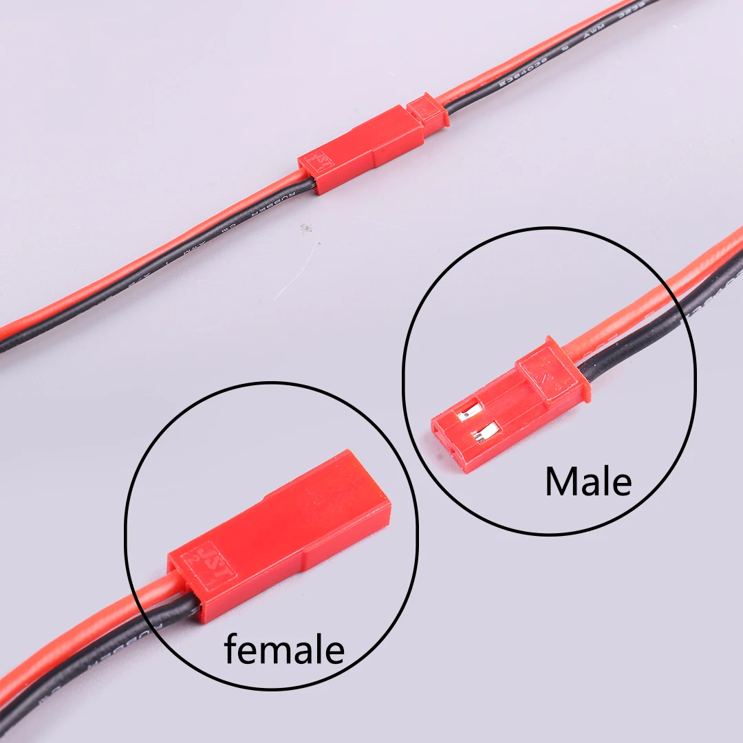 10PCS/lot JST plug Connector Pigtail Male Female BEC Plug Silicone Cable Wire 200 degree for RC Lipo Battery 24AWG Wire