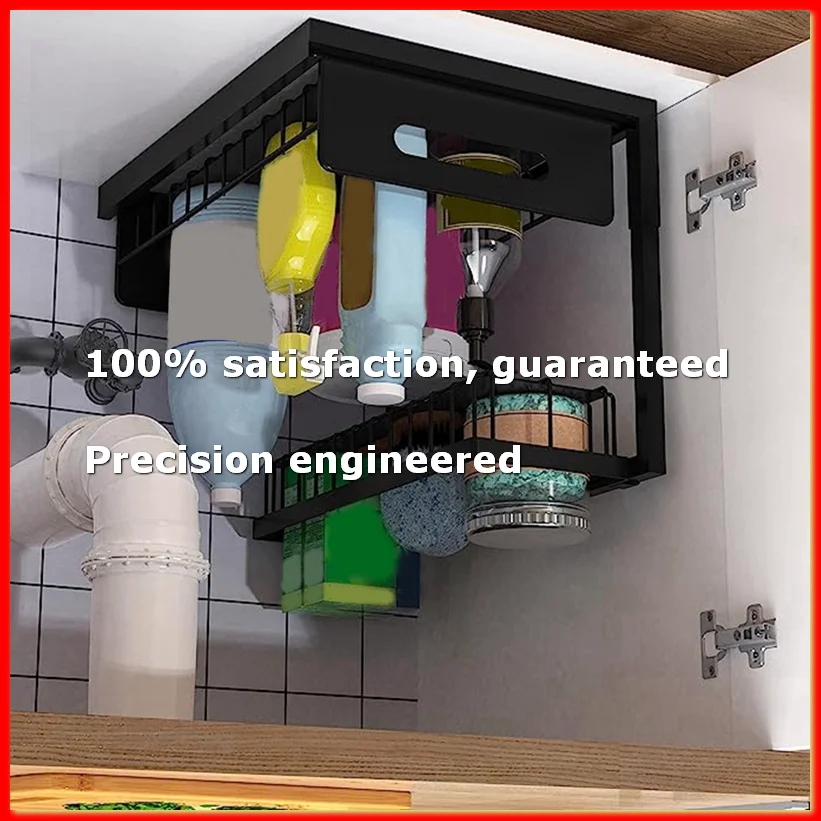 Sink Organizer, Pull Out Cabinet Organizer 2-Tier Sliding Shelf Multi-Use for Under Kitchen Sink Organizers and Storage-A09G