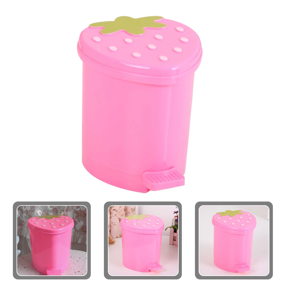 

Desktop Mini Trash Can Miniature for Dorm Room Cute Cans Bin Table Strawberry Kawaii Small