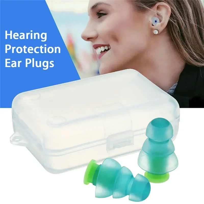 Reusable Ear Plug Silicone Soundproof Noise Cancelling Sleeping Hearing Protection Earplugs for Concerts Musician Motorcycles