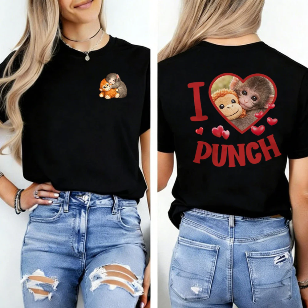 Camiseta I Love Shirt Punch The Baby Monkey com estampa gráfica Little Macaco e Soft Toy Simio Lover, linda camiseta de manga curta estilo streetwear