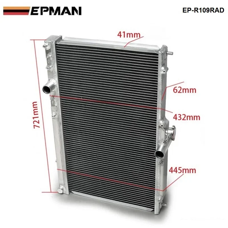 42MM 2 Row Aluminum Alloy Racing Cooling Performance Radiator For Mitsubishi Lancer EVO 7 8 9 2001-2007MT EP-R109RAD