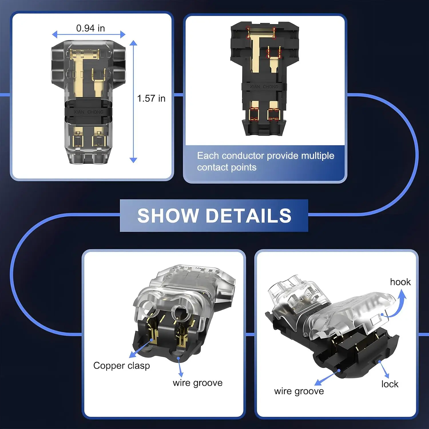 5/10/15Pcs Way Low Voltage Universal Compact Wire T Tap Connectors Toolless Wire Connectors Quick Splice Wire Wiring Connector