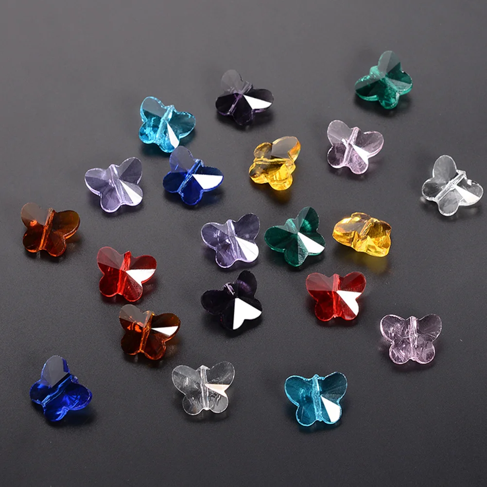 

100pcs Butterfly Crystal Pendant Beads Unique DIY Charms Hanging Necklace Jewelry Making Craft Supplies Lightweight Portable