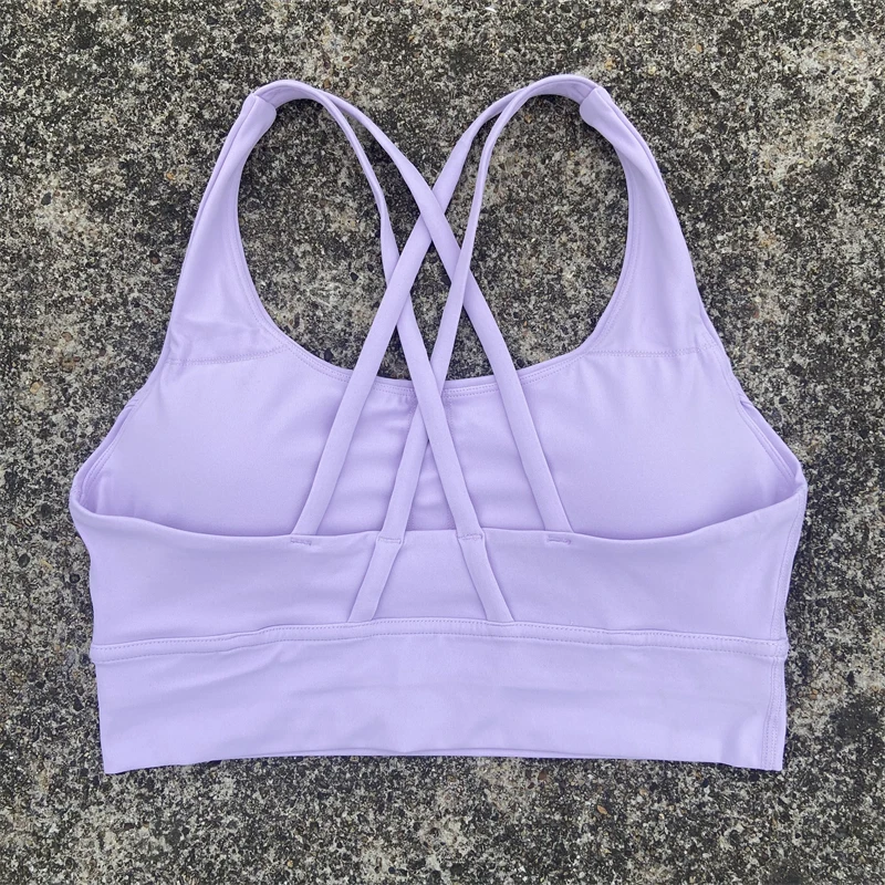 Women Sport Bra Gym Workout Top Cross Straps Yoga Clothes Crop Vest High Impact Fitness Bralette Push Up Running Tight Underwear