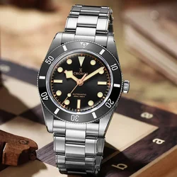 Cronos L6033 Luxury Business Men's Watch 37mm BB54 Retro Automatic Matte/Aluminum Bezel Sapphire Case Waterproof Watch 20 Bar
