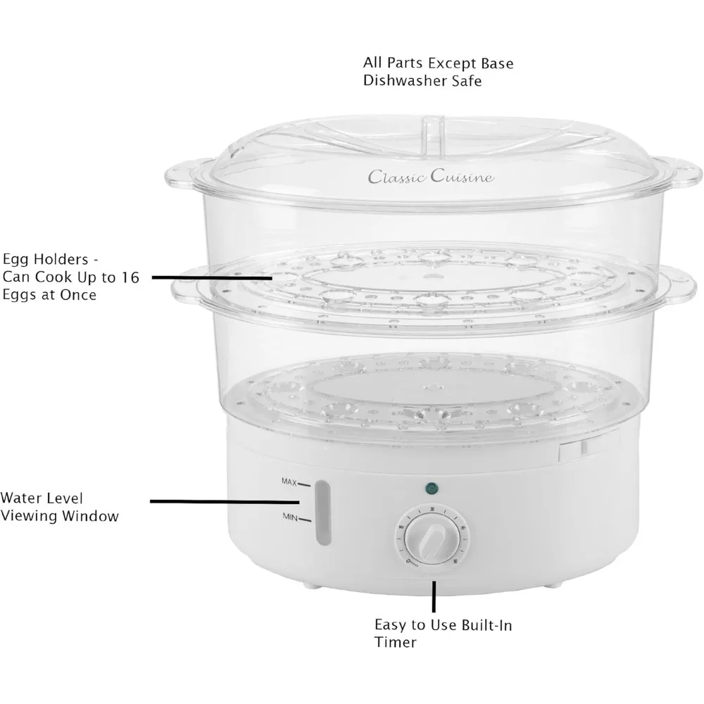 クラシック料理による健康的な魚、卵、野菜、ご飯、離乳食用のタイマー付き6.3クォート電気スチーム器具