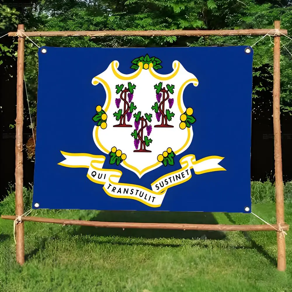 Connecticut Flags Daily four ring borderless design indoor outdoor decor easy hang install
