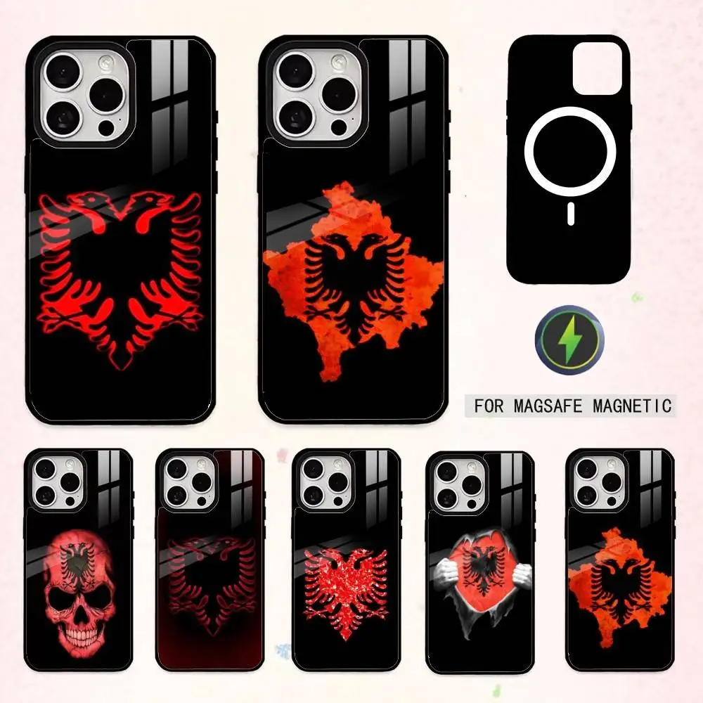 

A-Albanian Flag Map Design Phone Case For iPhone17,16,15,14,13,12,11 Plus,Pro Max Magnetic For Magsafe Wireless Charging