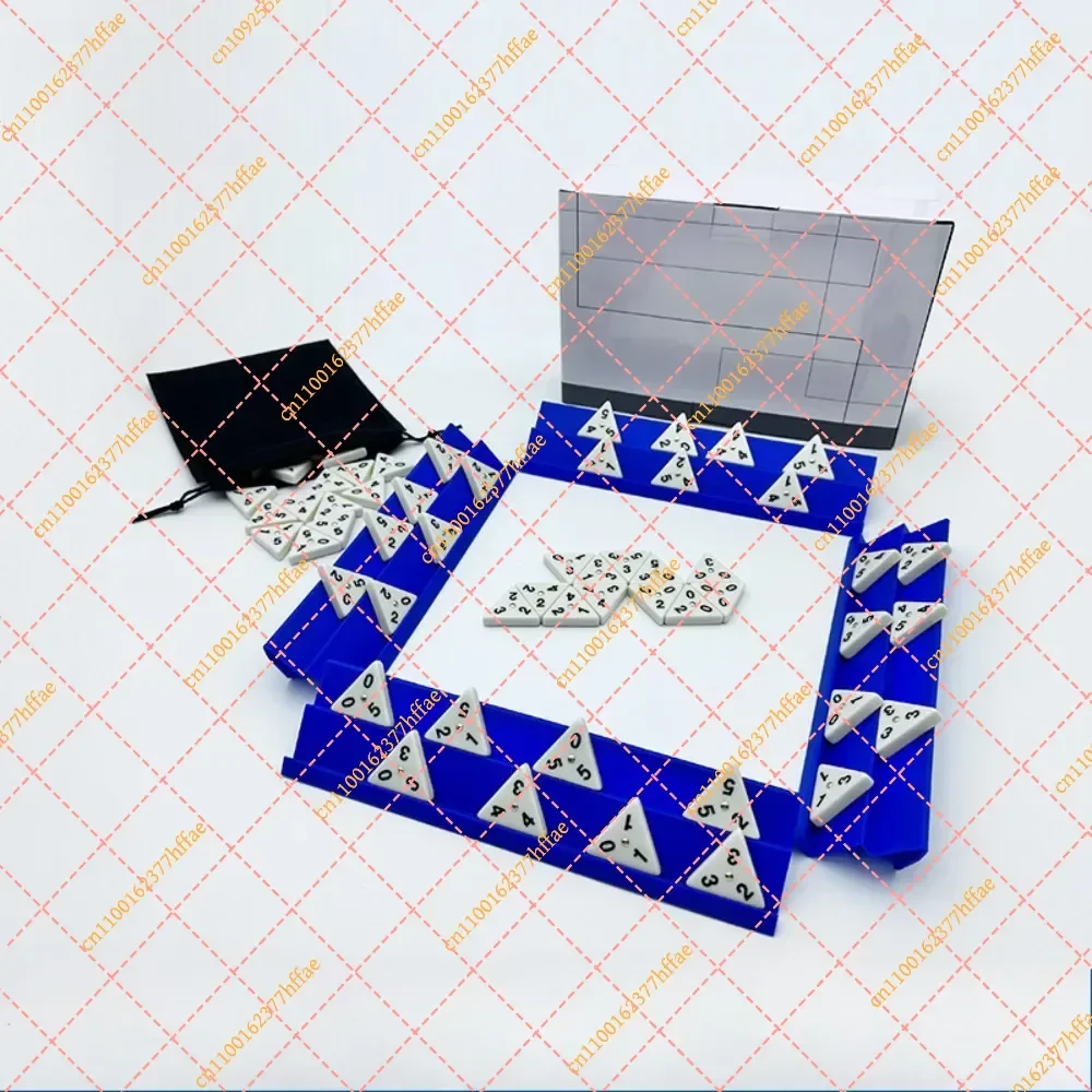 

melamine triangular domino set, 56 pcs tiles with brass spinners and 4 plastic stands, 2-4 kid player