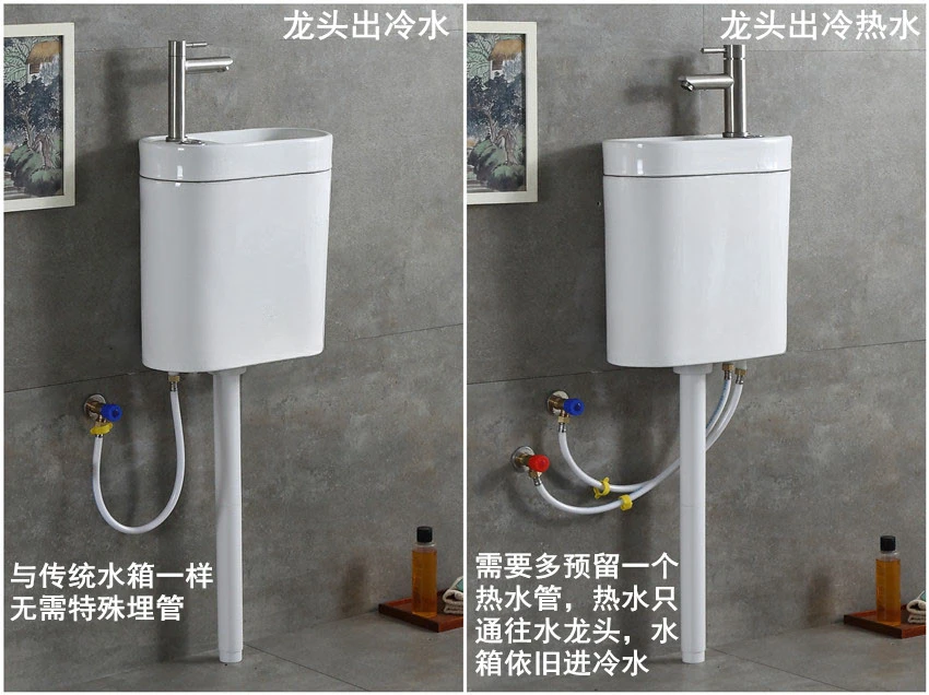 Keramik mit Waschbeckenhahn und integriertem Wassertank