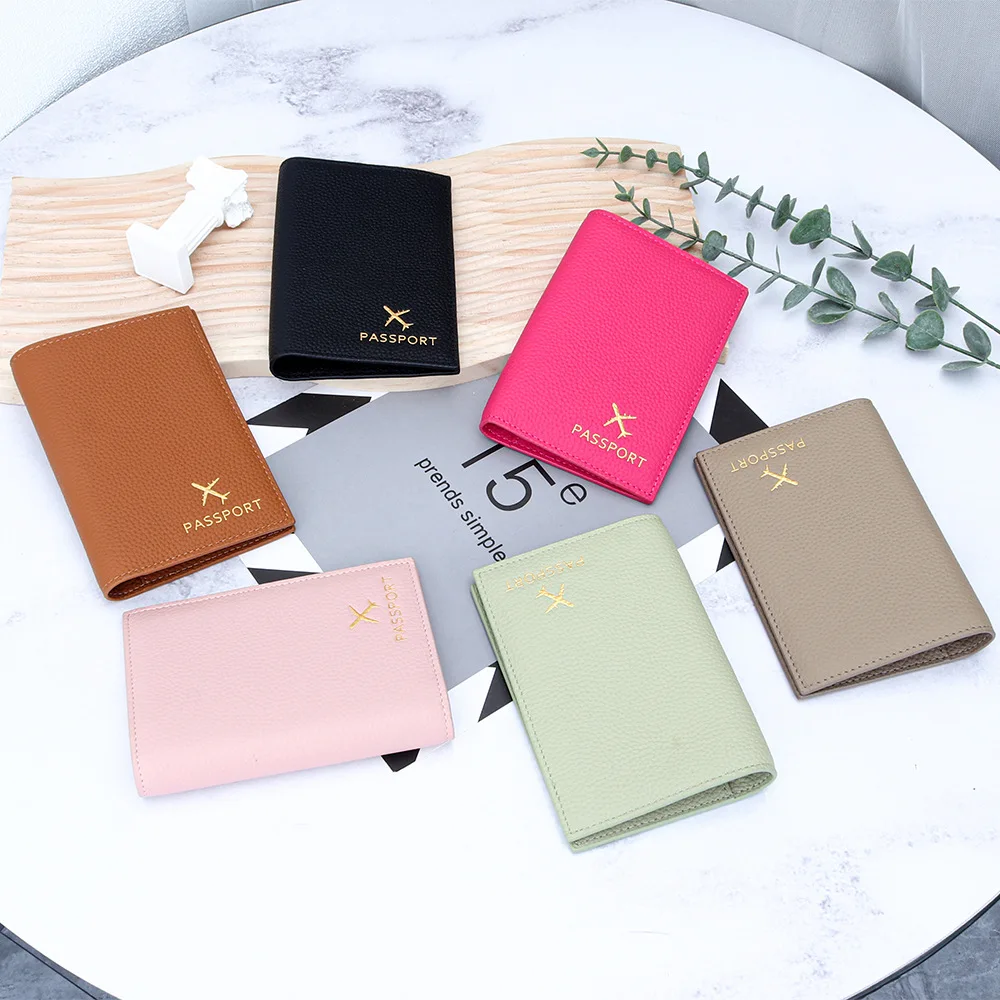 

Pure cow leather Passport bag Women's new fashion ultra-thin multi-card document wrapper top layer cowhide passport wallet